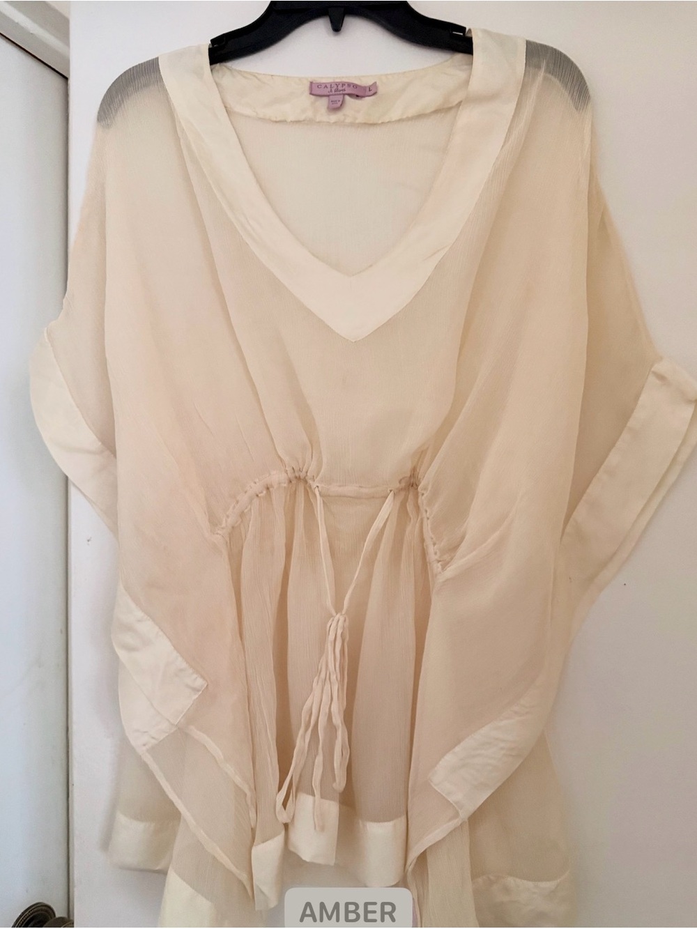 Calypso St. Barth Silk Vibrant White -Neck Tunic